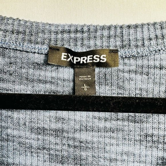 Express Women’s Sz Large Blue Cozy Soft Long Sleeve Drawstring Waist Top - Picture 6 of 7